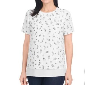 NWT Hilary Radley Women's White Small Short Sleeve Blouse
